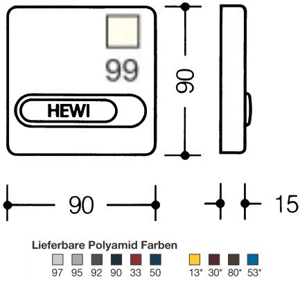 HEWI 685.1.11 98 Polyamid Klingelplatte mit beleuchteten Namenschild signalwei